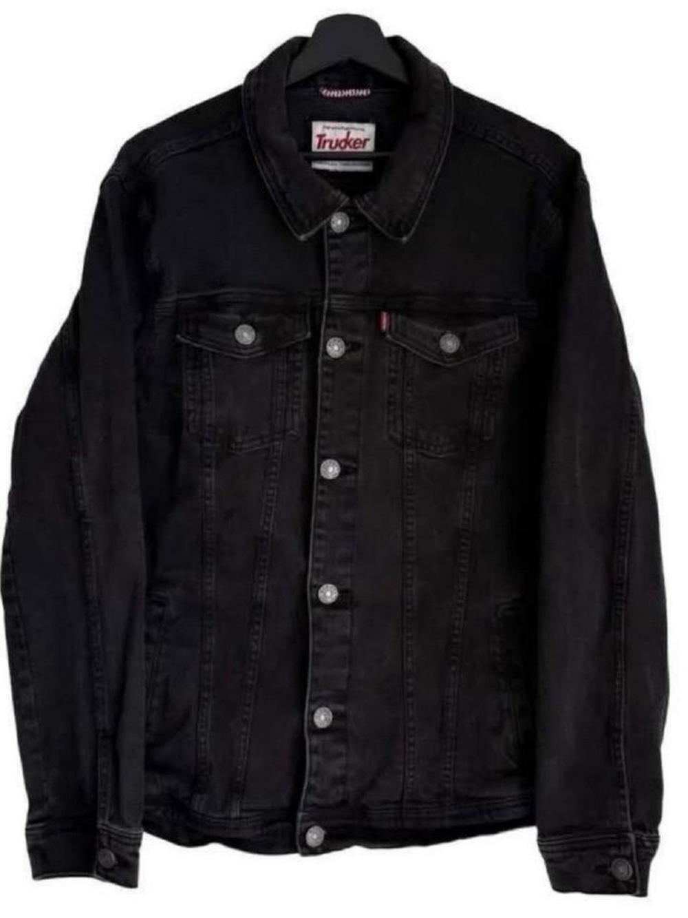 Vintage Black Faded Denim Trucker Jeans Jacket Coat Unisex men’s women’s basic